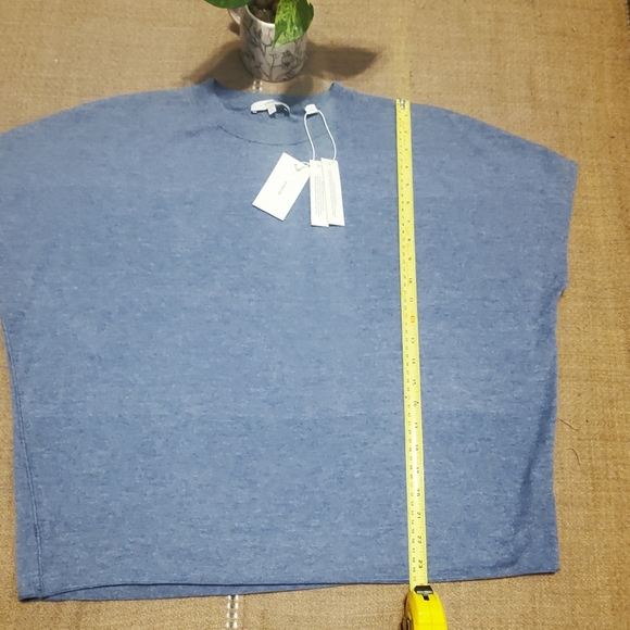 VINCE NWT CASHMERE WOMEN'S RIBBED TRIM TANK TOP LIGHT  BLUE TOP BLOUSE - Large - Picture 7 of 12